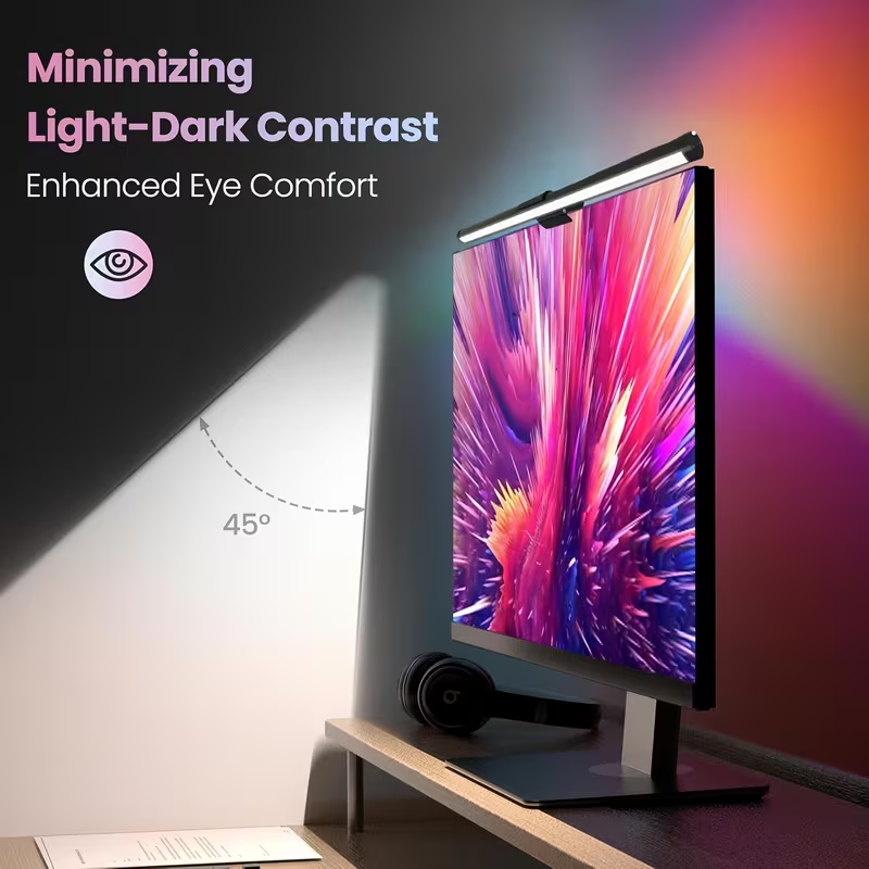 Gaming Console Desk - Monitor-Lichtleiste LED Computerbildschirm-Hängeleuchte RGB Atmosphären-Tischlampe Stufenlos