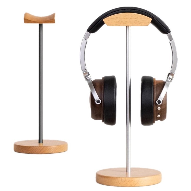 Gaming Console Desk - Kopfhörerständer aus schwarzem Walnussholz und Aluminium,