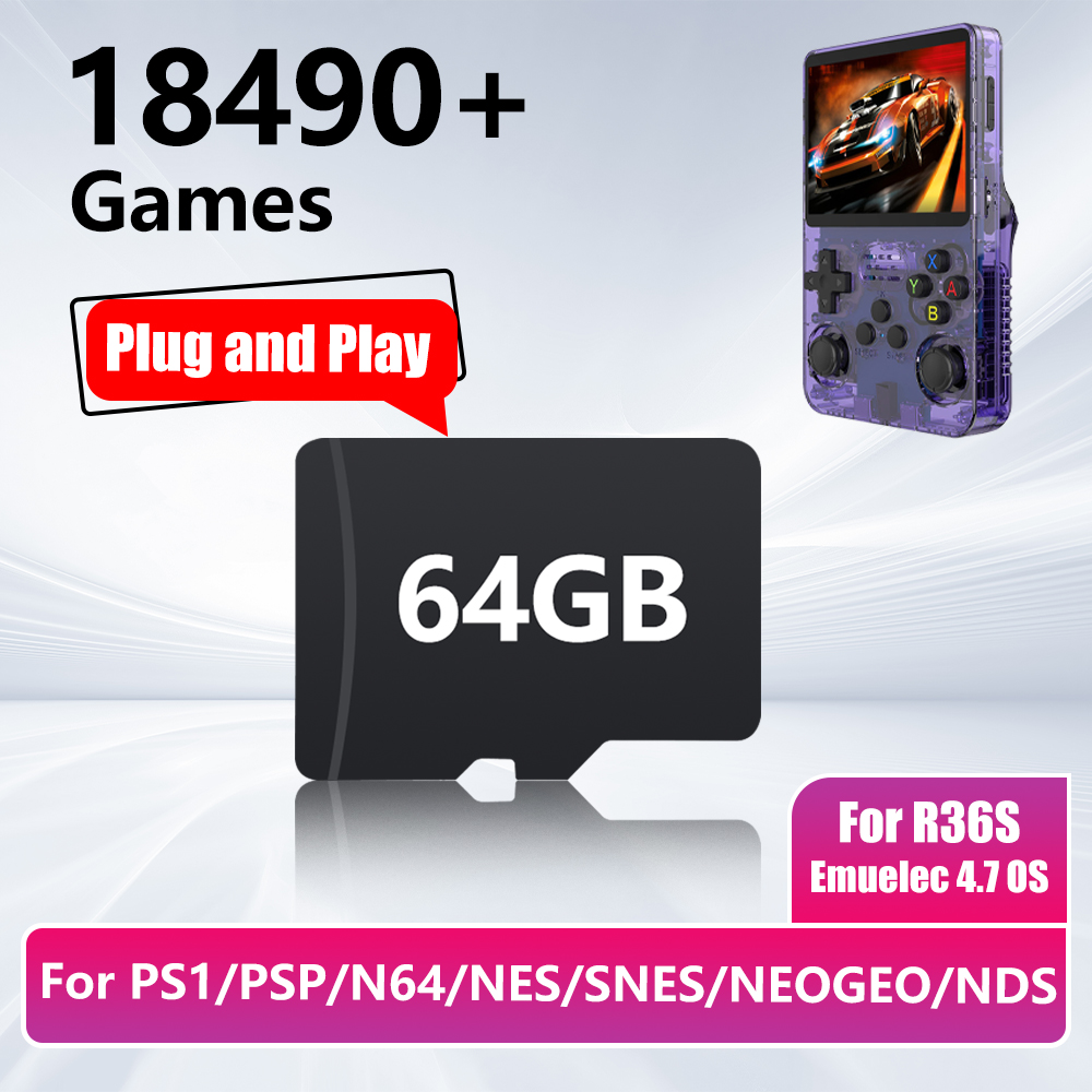 Gaming Console R36S - 64GB Spielkarte für R36S Spielkonsole mit