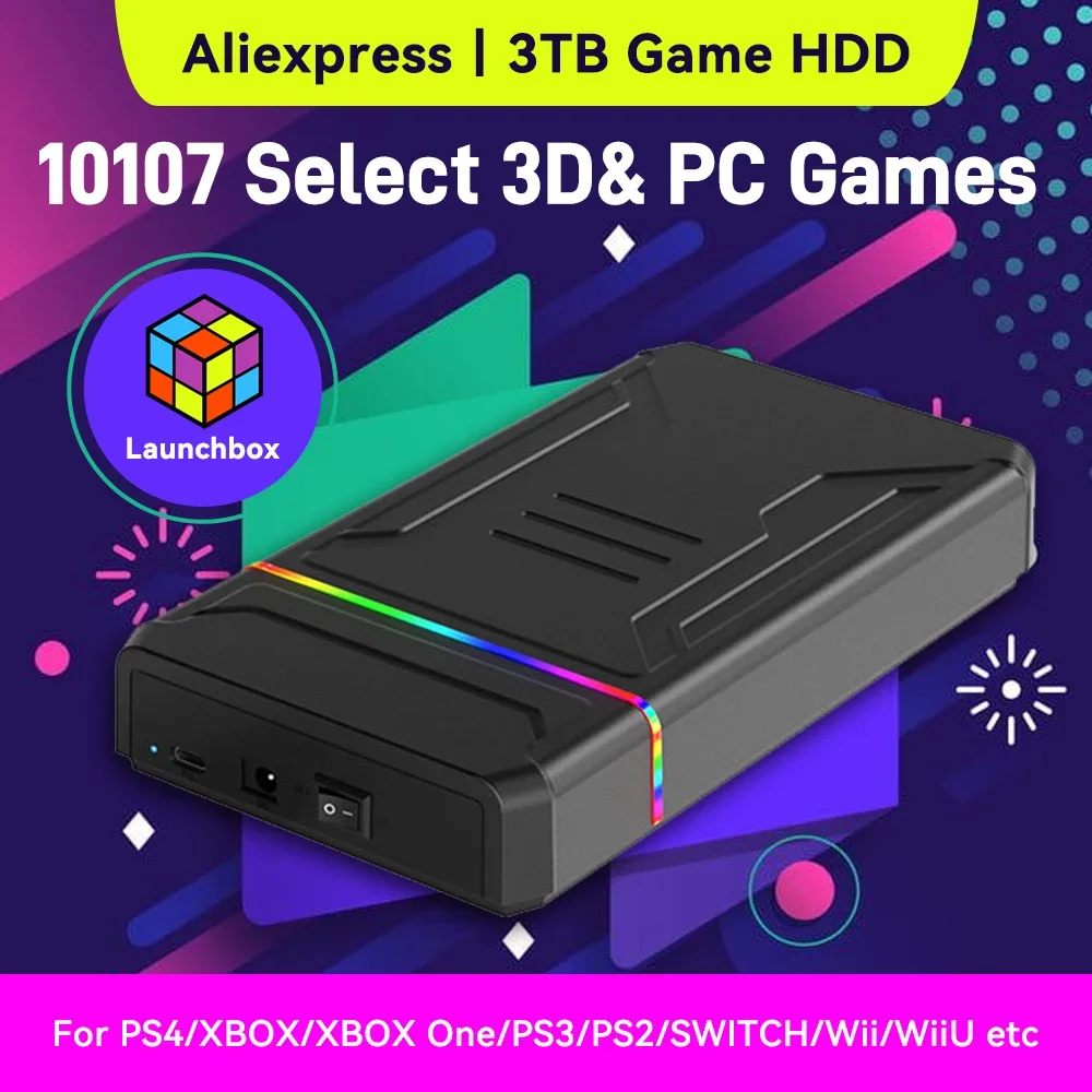 Gaming Console Video Game - 3TB Launchbox Tragbare Gaming-Festplatte mit 10107