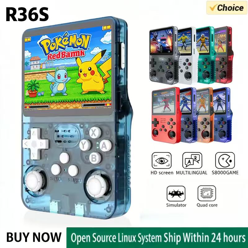 Gaming Console Android - R36S Handheld-Spielkonsole ARKOS-System 3,5 Zoll IPS-Bildschirm